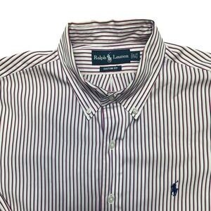 Ralph Lauren Striped Button Down Mens 16.5 32/33 White Pink Custom Fit Shirt